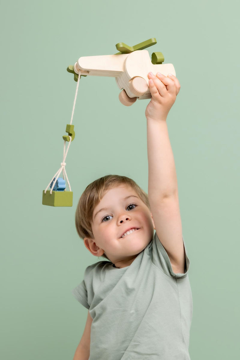 Wooden animal helicopter