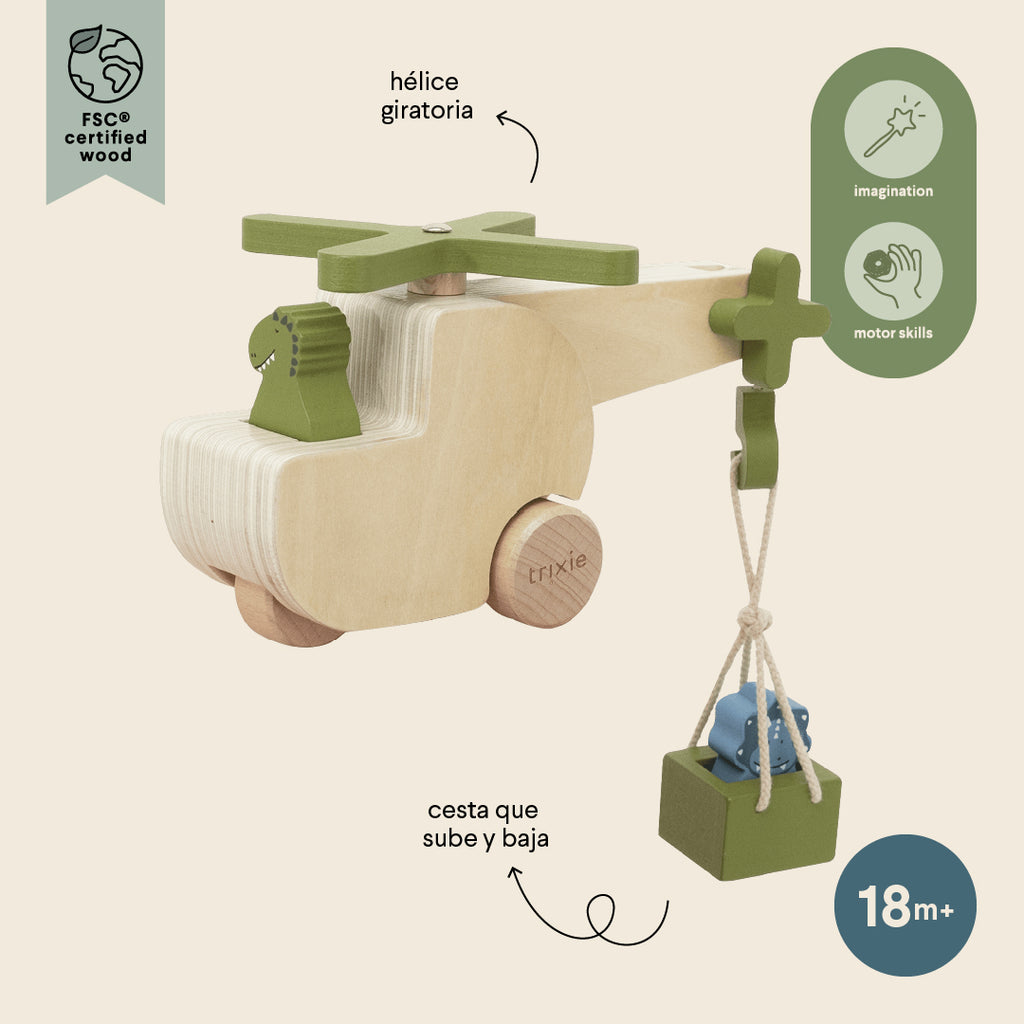 Wooden animal helicopter