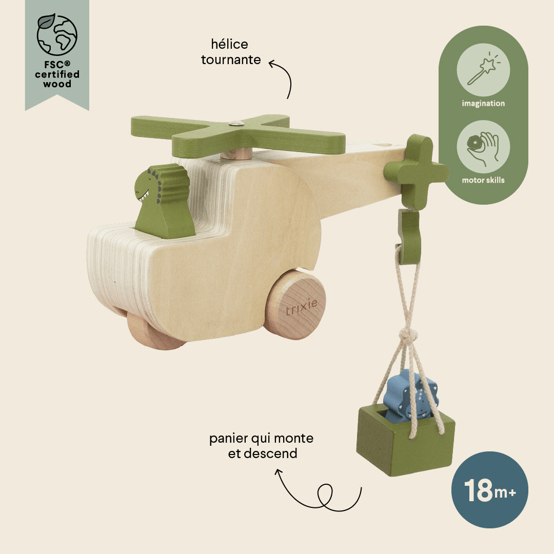 Wooden animal helicopter