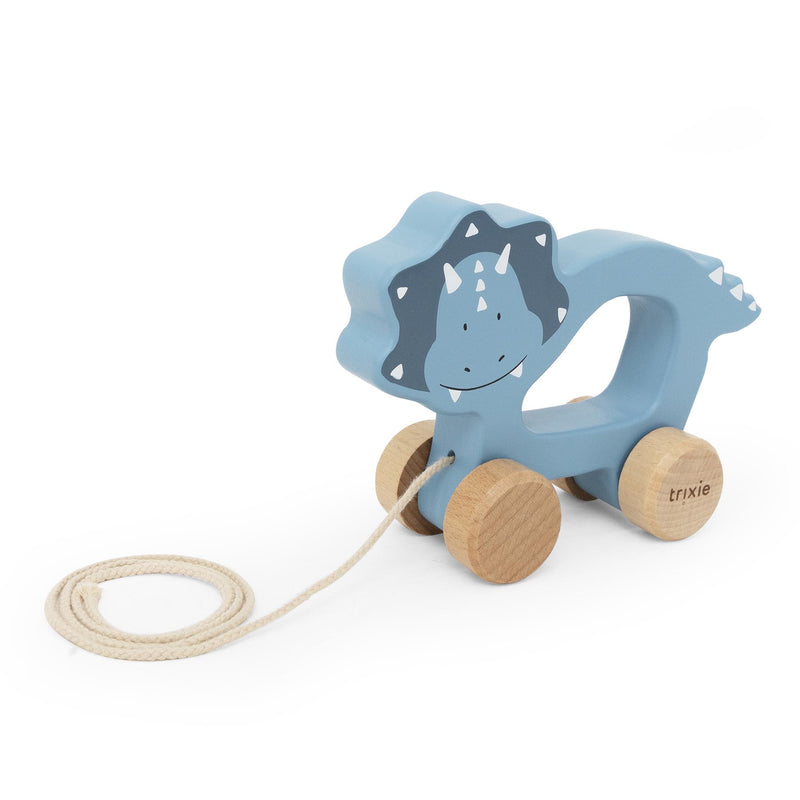 Wooden pull along toy - Mr. Triceratops