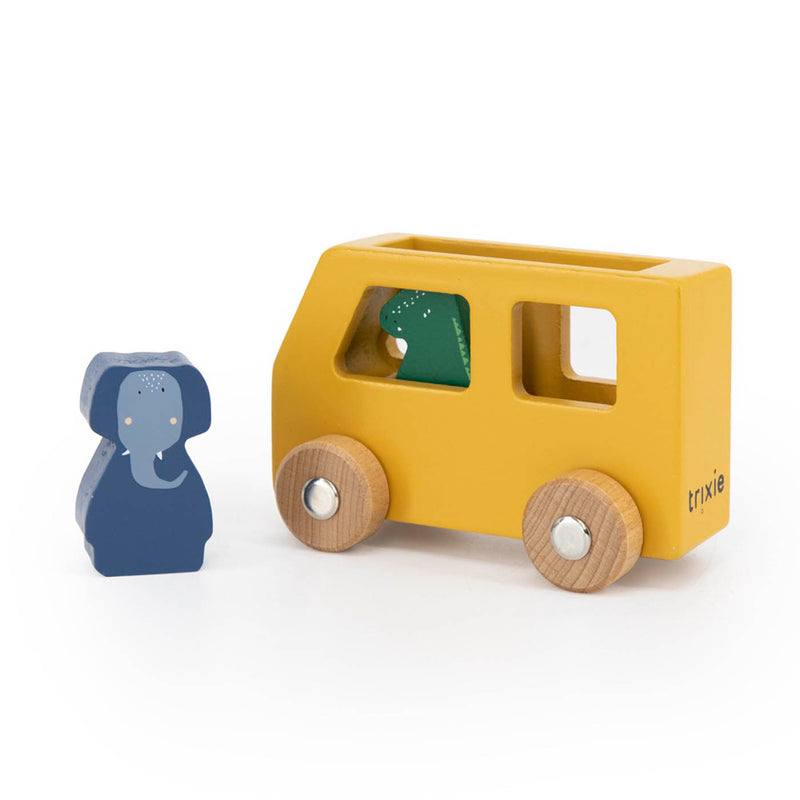 Houten dierenauto set