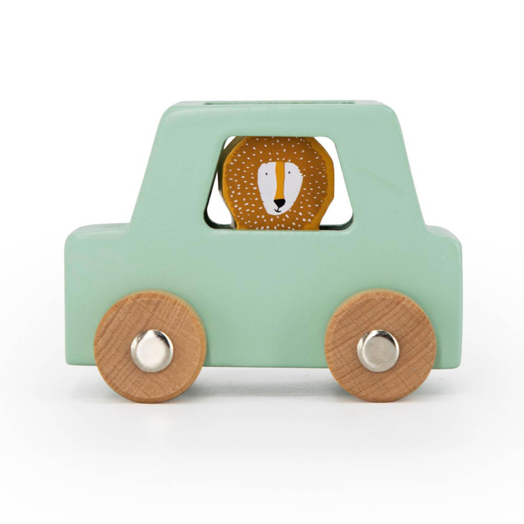 Houten dierenauto set
