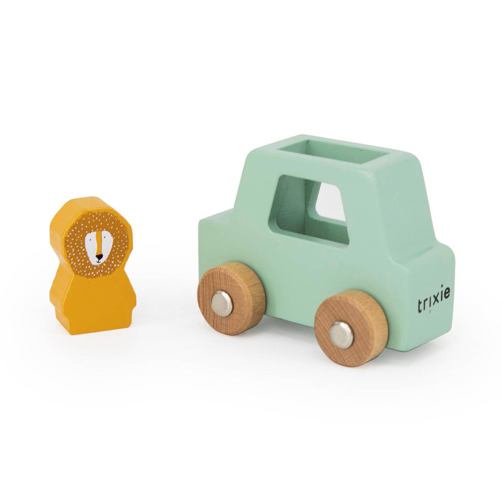 Houten dierenauto set