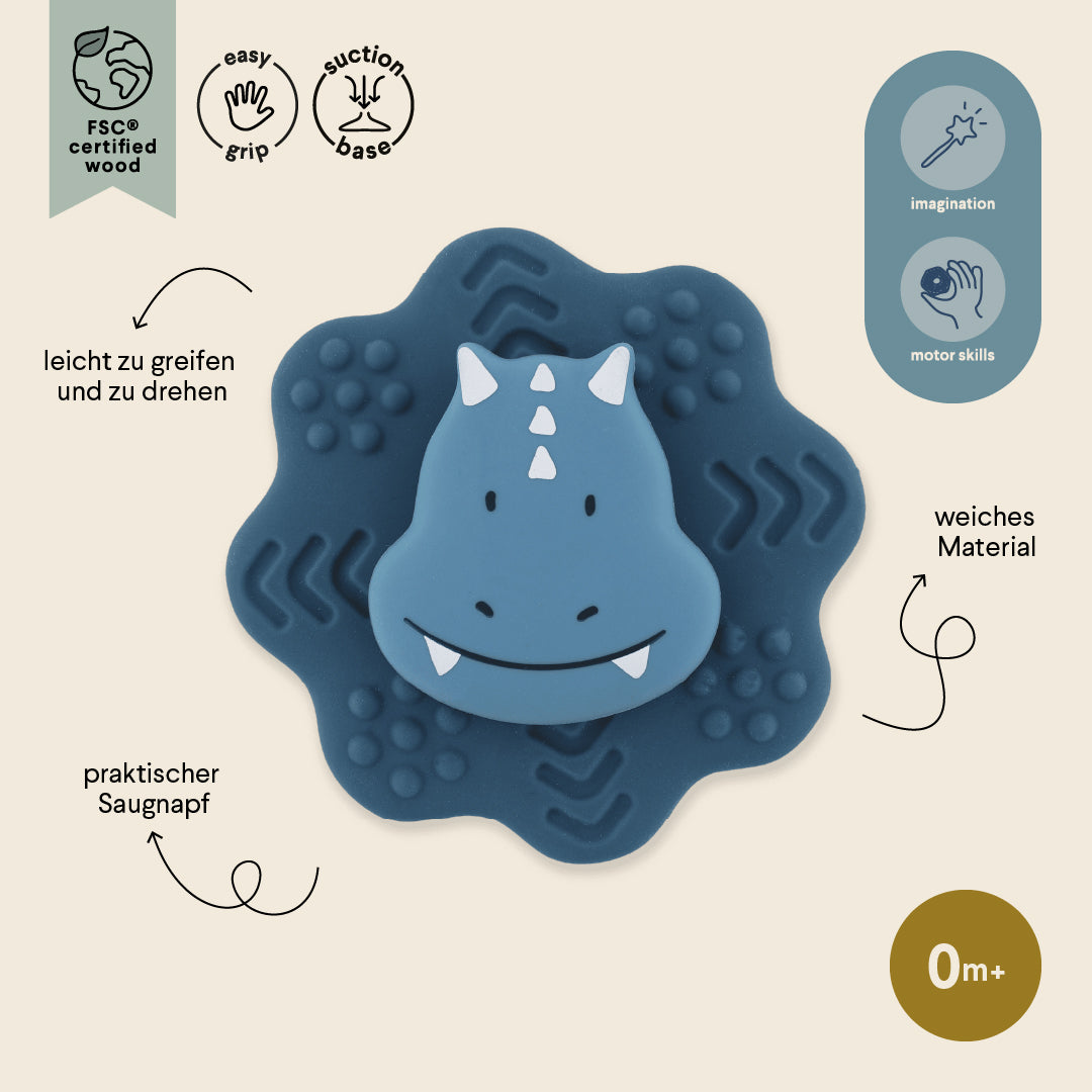 Siliconen spinner met zuignap - Mr. Triceratops