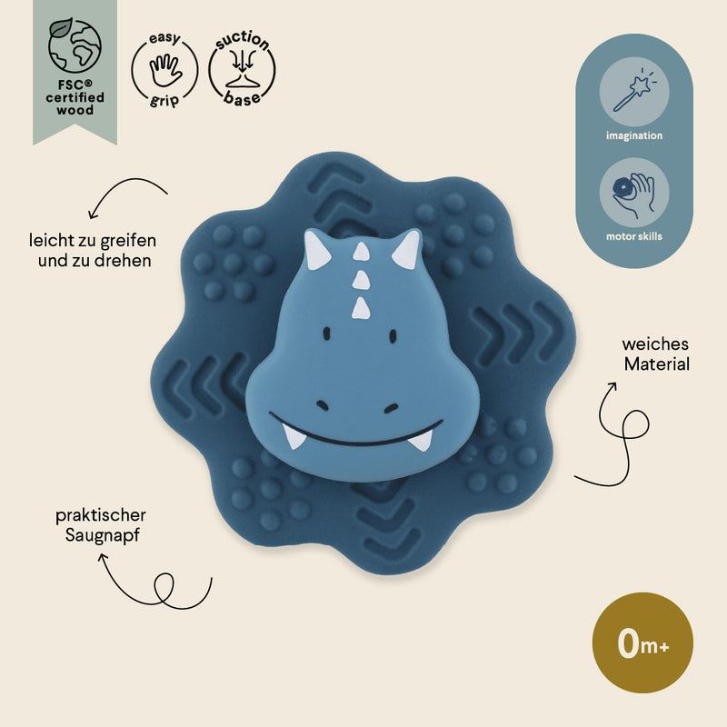 Siliconen spinner met zuignap - Mr. Triceratops