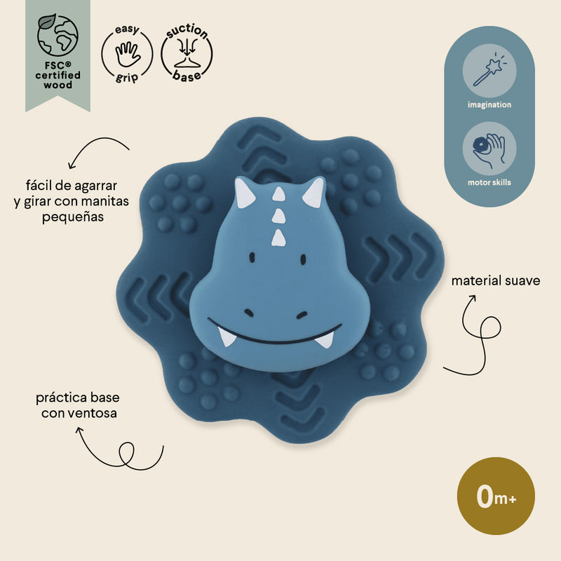 Siliconen spinner met zuignap - Mr. Triceratops