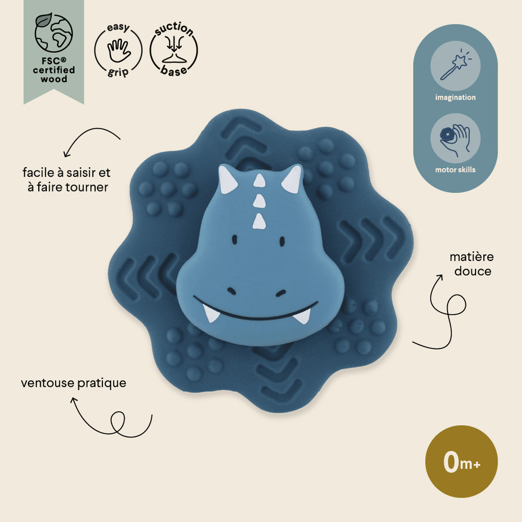 Siliconen spinner met zuignap - Mr. Triceratops