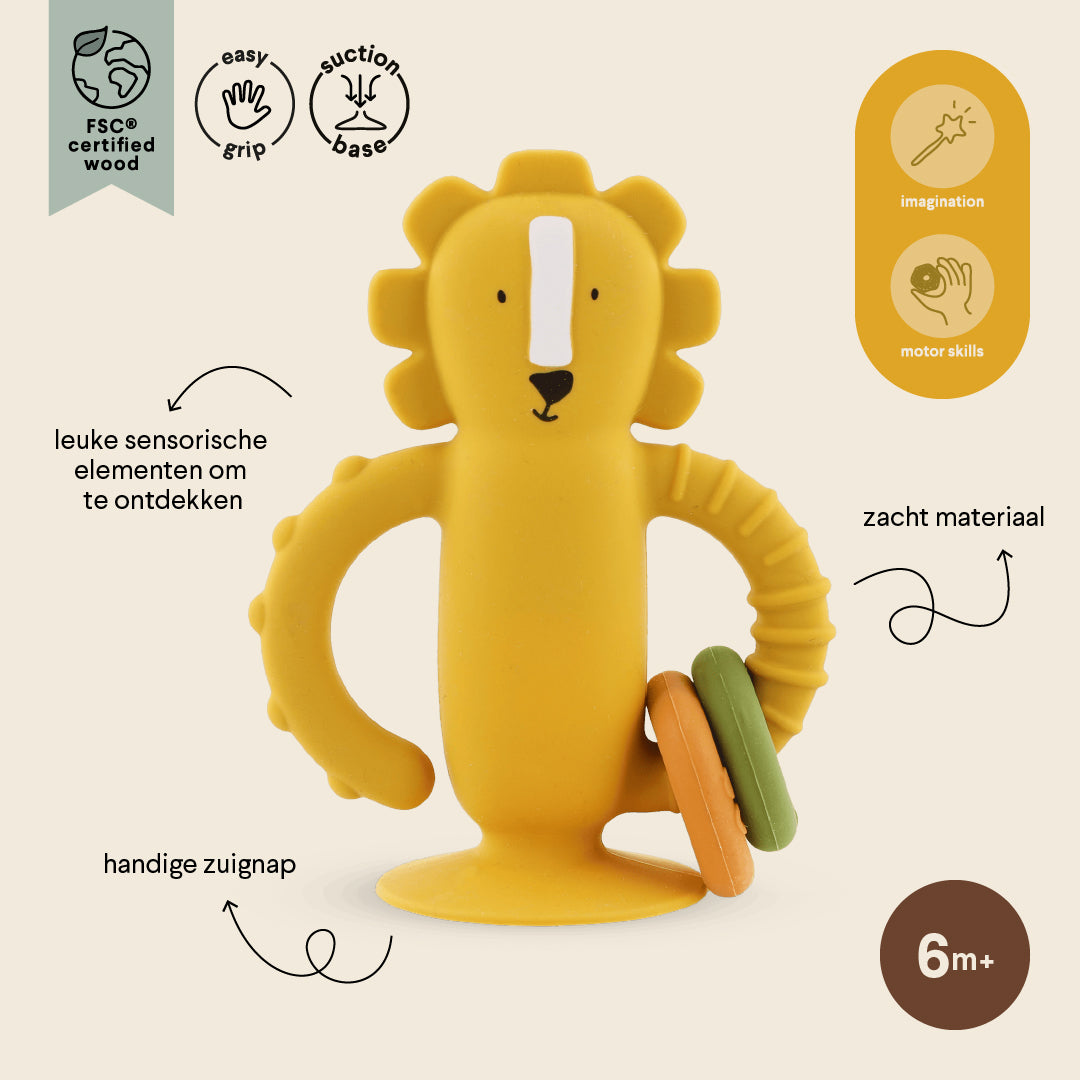 Siliconen sensorisch speelgoed met zuignap - Mr. Lion