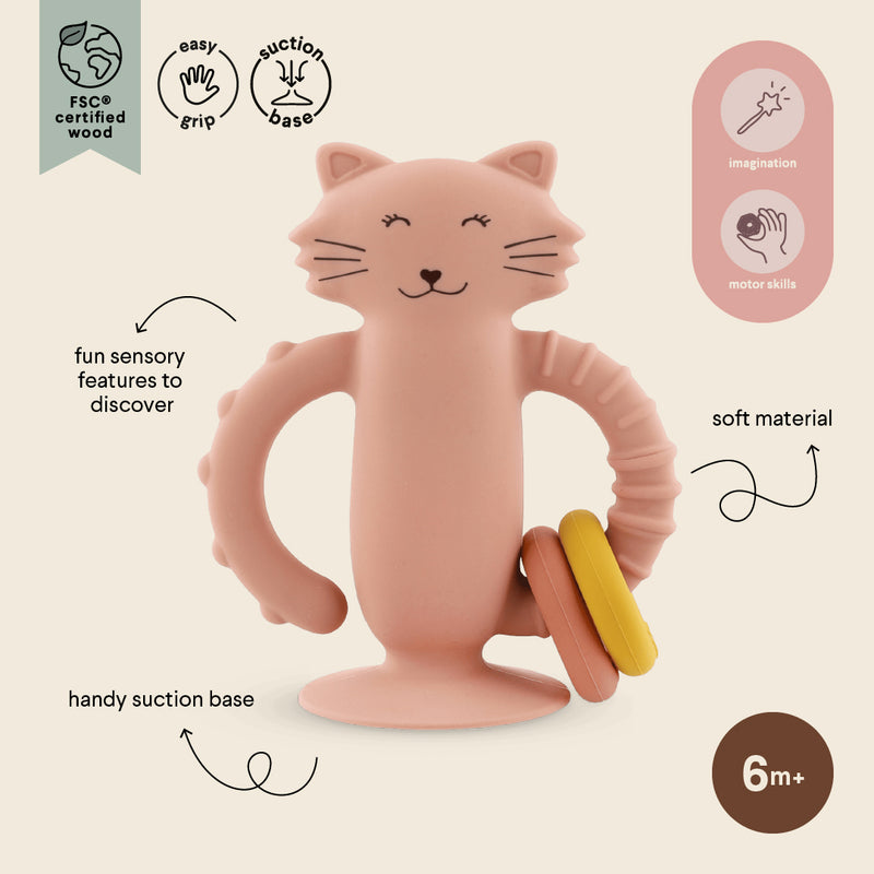 Siliconen sensorisch speelgoed met zuignap - Mrs. Cat