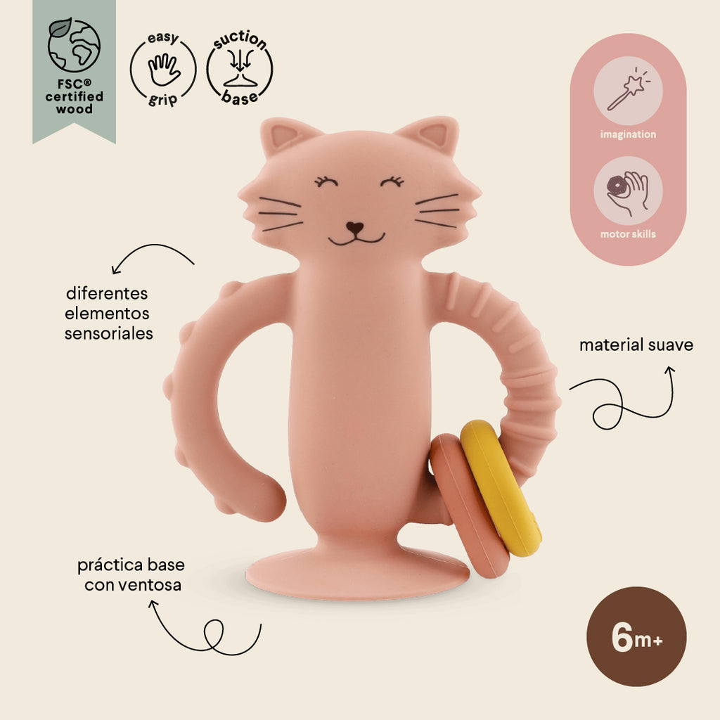 Siliconen sensorisch speelgoed met zuignap - Mrs. Cat