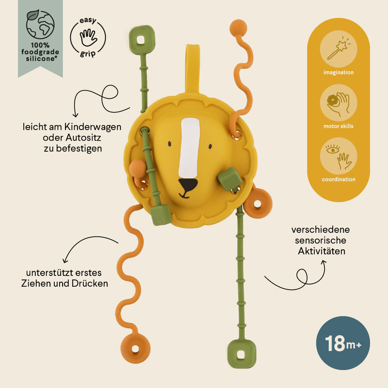 Silicone sensory pull toy - Mr. Lion