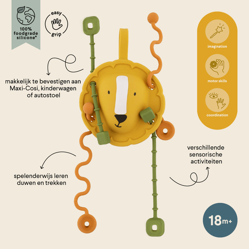 Silicone sensory pull toy - Mr. Lion
