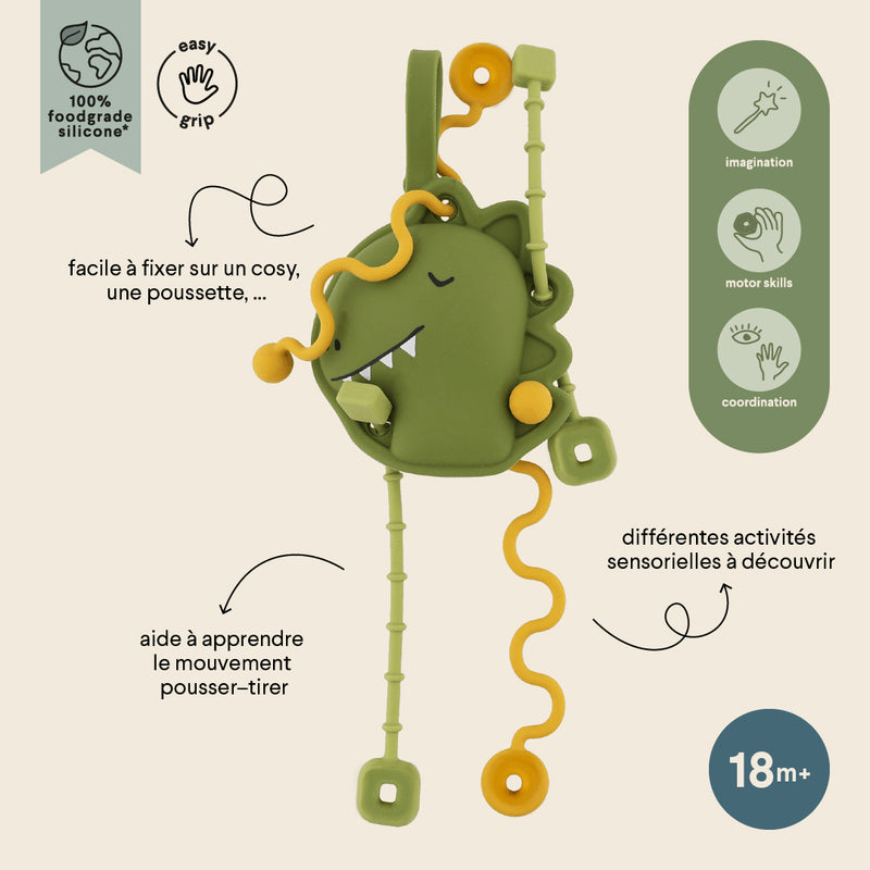 Silicone sensory pull toy - Mr. Dino