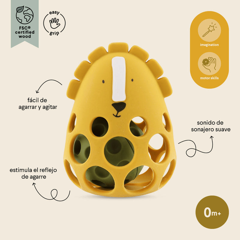 Silicone sensory rattle - Mr. Lion