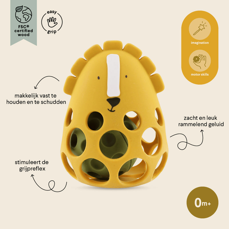 Silicone sensory rattle - Mr. Lion