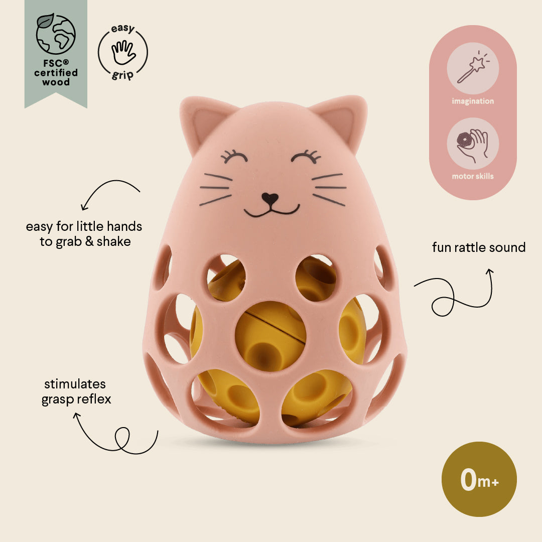 Silicone sensory rattle - Mrs. Cat