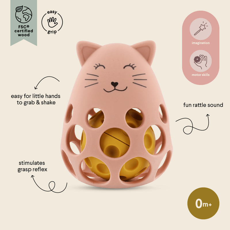 Silicone sensory rattle - Mrs. Cat
