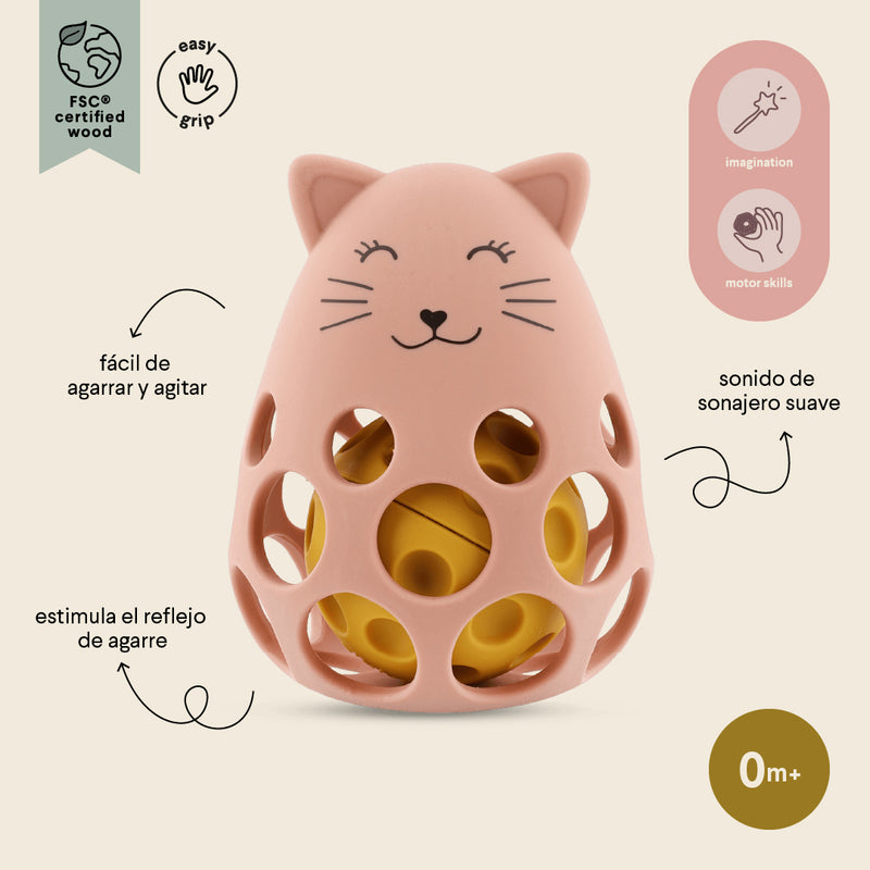 Silicone sensory rattle - Mrs. Cat