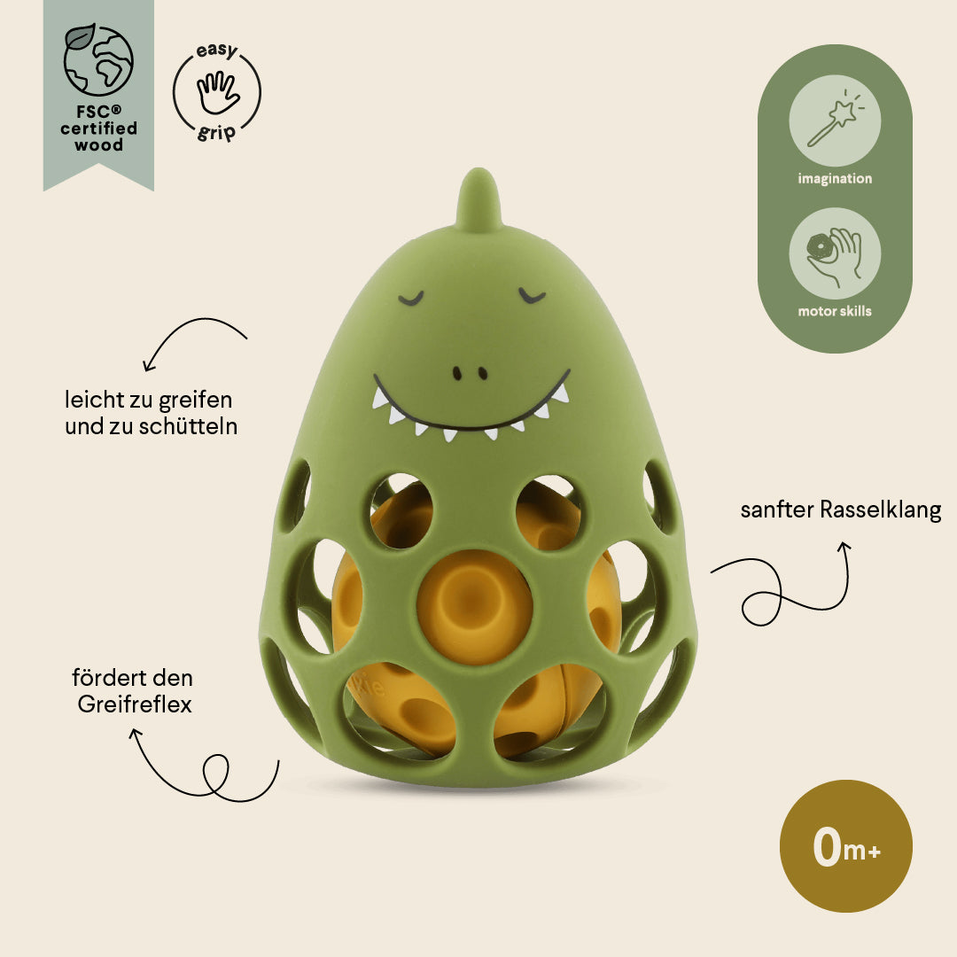 Silicone sensory rattle - Mr. Dino