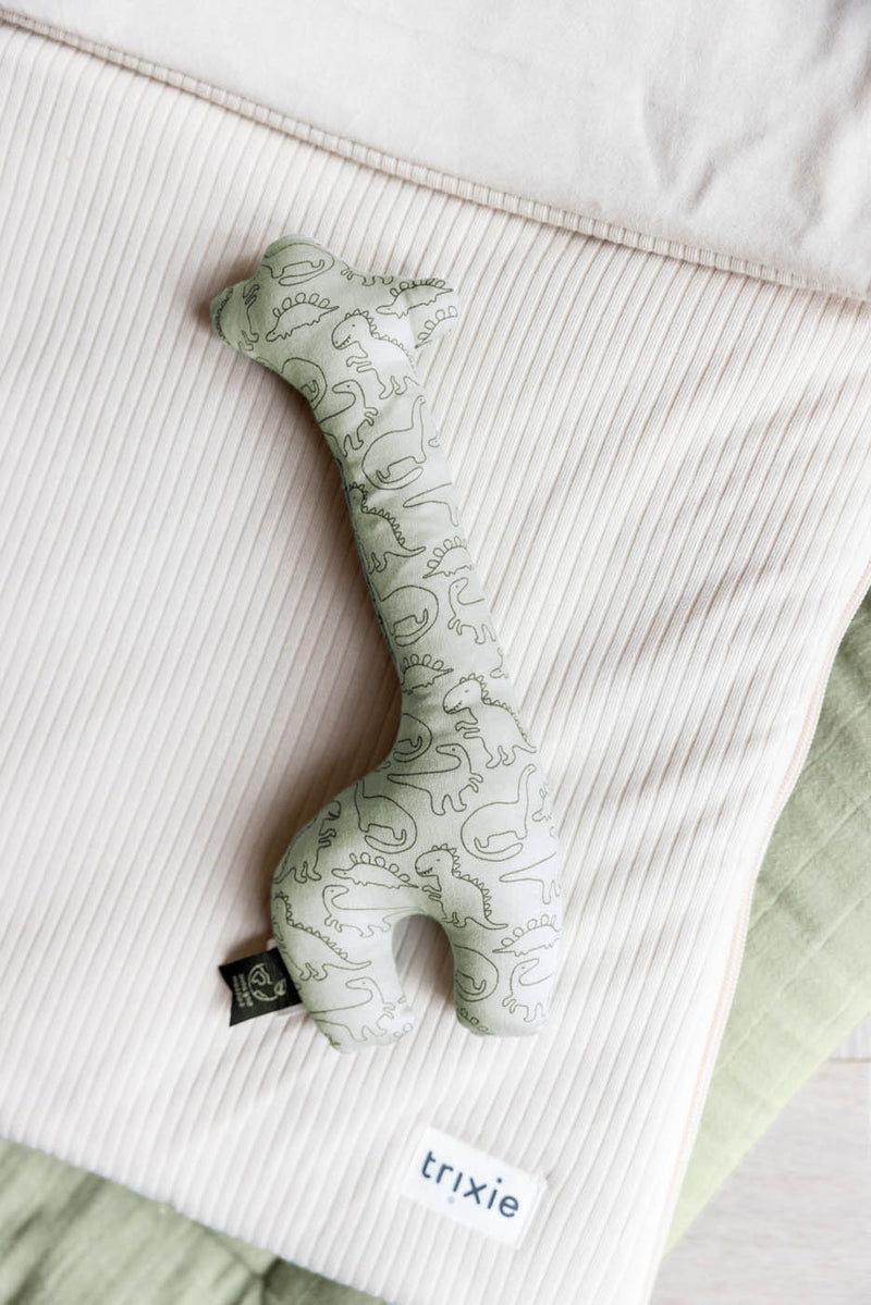 Trixie rattle Mr. Dino